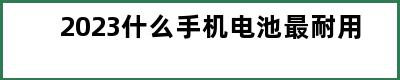 2023什么手机电池最耐用