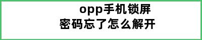 opp手机锁屏密码忘了怎么解开