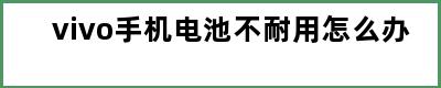 vivo手机电池不耐用怎么办