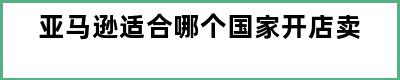 亚马逊适合哪个国家开店卖