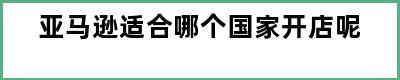 亚马逊适合哪个国家开店呢