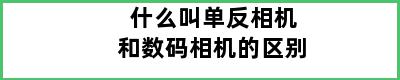 什么叫单反相机和数码相机的区别