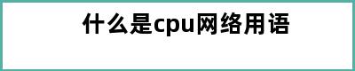 什么是cpu网络用语