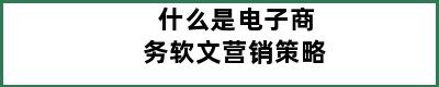 什么是电子商务软文营销策略