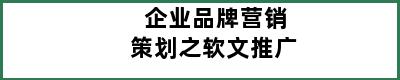 企业品牌营销策划之软文推广