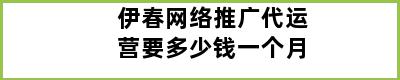 伊春网络推广代运营要多少钱一个月