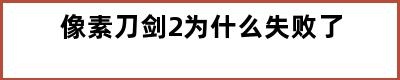 像素刀剑2为什么失败了