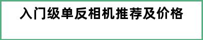 入门级单反相机推荐及价格