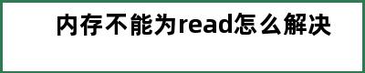 内存不能为read怎么解决