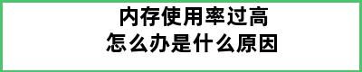 内存使用率过高怎么办是什么原因