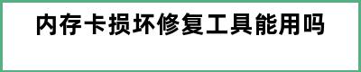 内存卡损坏修复工具能用吗