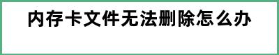 内存卡文件无法删除怎么办