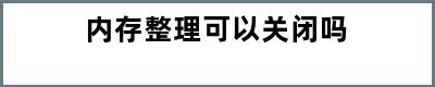 内存整理可以关闭吗