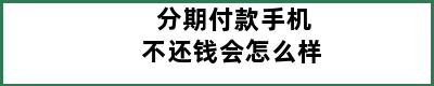 分期付款手机不还钱会怎么样