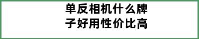 单反相机什么牌子好用性价比高