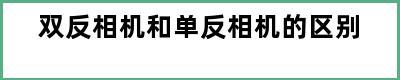 双反相机和单反相机的区别