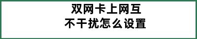 双网卡上网互不干扰怎么设置