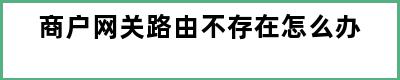 商户网关路由不存在怎么办