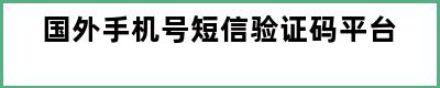 国外手机号短信验证码平台