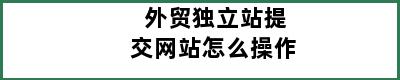 外贸独立站提交网站怎么操作