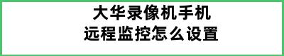 大华录像机手机远程监控怎么设置