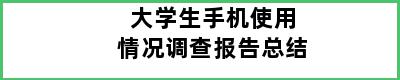 大学生手机使用情况调查报告总结