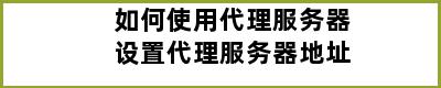 如何使用代理服务器设置代理服务器地址