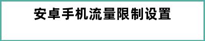 安卓手机流量限制设置