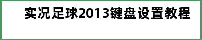 实况足球2013键盘设置教程