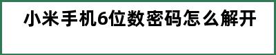 小米手机6位数密码怎么解开