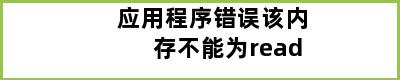 应用程序错误该内存不能为read