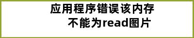 应用程序错误该内存不能为read图片