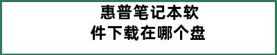 惠普笔记本软件下载在哪个盘