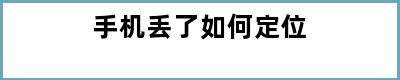 手机丢了如何定位