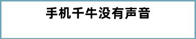 手机千牛没有声音