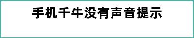 手机千牛没有声音提示