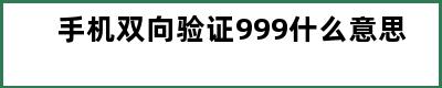 手机双向验证999什么意思