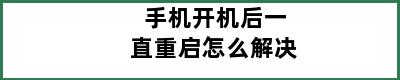 手机开机后一直重启怎么解决