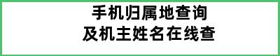 手机归属地查询及机主姓名在线查