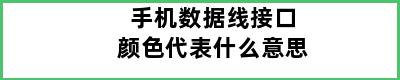 手机数据线接口颜色代表什么意思