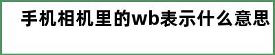 手机相机里的wb表示什么意思