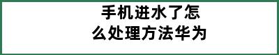 手机进水了怎么处理方法华为