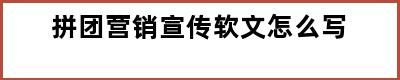 拼团营销宣传软文怎么写