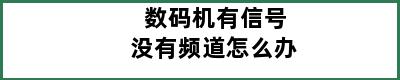 数码机有信号没有频道怎么办