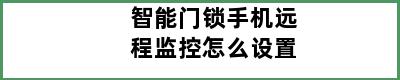 智能门锁手机远程监控怎么设置