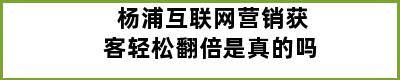 杨浦互联网营销获客轻松翻倍是真的吗