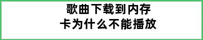 歌曲下载到内存卡为什么不能播放