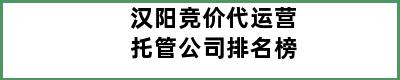 汉阳竞价代运营托管公司排名榜