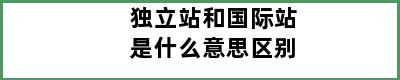 独立站和国际站是什么意思区别