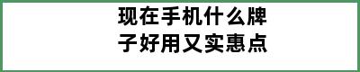 现在手机什么牌子好用又实惠点